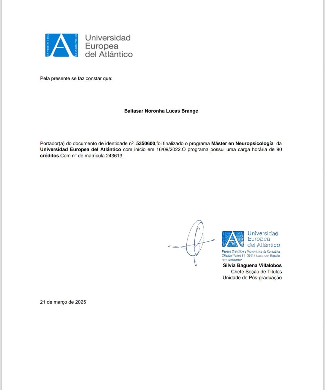Mestrado em Neuropsicologia